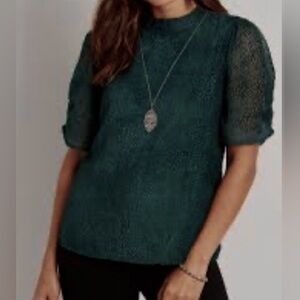 Maurices Deep Green Puff Sleeve Blouse